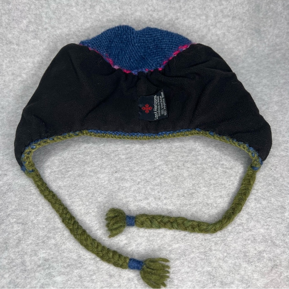 Lost Horizons 100% Wool Beanie Ear Flap Hat Fair Trade Nepal Artisan Hand Knit - Picture 9 of 11